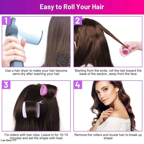 Hair Roller Set 6Pc with Steel Clip 12pc For Girls And Women
