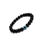 Black Moti Evil Eye Elastic Bracelet For Unisex
