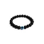 Black Moti Evil Eye Elastic Bracelet For Unisex