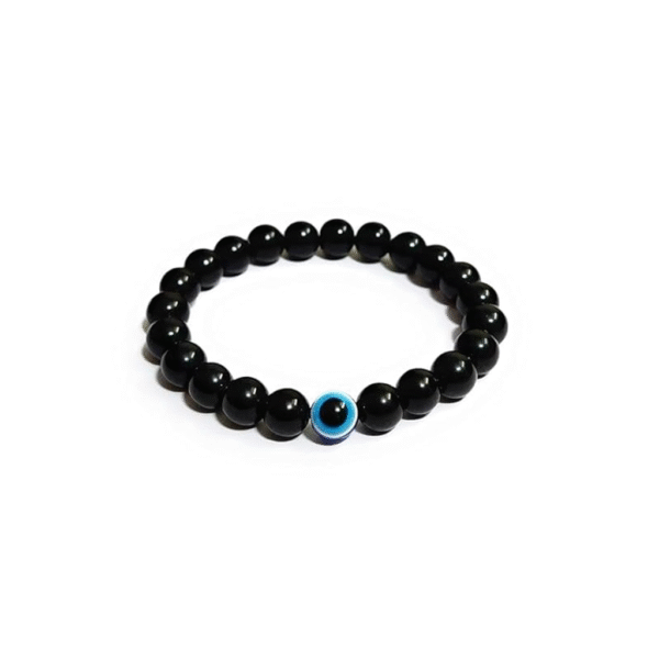 Black Moti Evil Eye Elastic Bracelet For Unisex