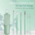 Ear Cleaner Reusable Kit with LED Flashlight Earpick Tool Box (6 Pcs ) (Green)