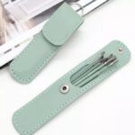 Ear Cleaner Reusable Kit with LED Flashlight Earpick Tool Box (6 Pcs ) (Green)