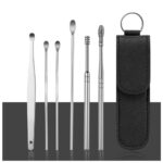 Ear Cleaner Reusable Kit with LED Flashlight Earpick Tool Box (6 Pcs ) (Black)
