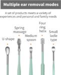 Ear Cleaner Reusable Kit with LED Flashlight Earpick Tool Box (6 Pcs ) (Green)