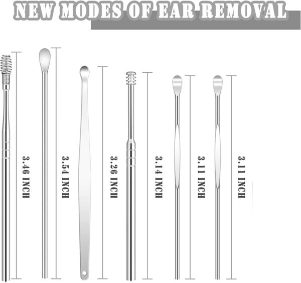 Ear Cleaner Reusable Kit with LED Flashlight Earpick Tool Box (6 Pcs ) (Brown)