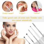 Ear Cleaner Reusable Kit with LED Flashlight Earpick Tool Box (6 Pcs ) (Black)