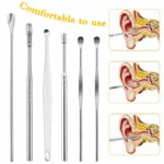 Ear Cleaner Reusable Kit with LED Flashlight Earpick Tool Box (6 Pcs ) (Brown)
