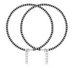 Ethnic Fancy Trendy Fashion Foot Jewellery Black Beads Silver Plated Anklet Pack Of 2