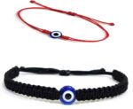 Black Red Thread With Blue Evil Eye Nazariya Bracelet For Unisex (Pack Of 2)