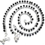 Anklet Black Stone Oxidized Steel Payal Leg Chain Anklet for Woman Alloy Anklet (1 Pair)