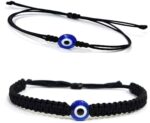 Black Thread Moti With Blue Evil Eye Nazariya Bracelet For Unisex (Pack Of 2)