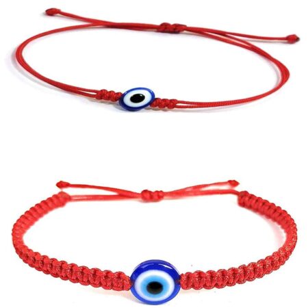Red Thread With Blue Evil Eye Nazariya Bracelet For Unisex (Pack Of 2)