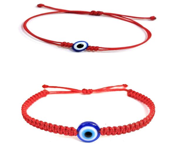 Red Thread With Blue Evil Eye Nazariya Bracelet For Unisex (Pack Of 2)