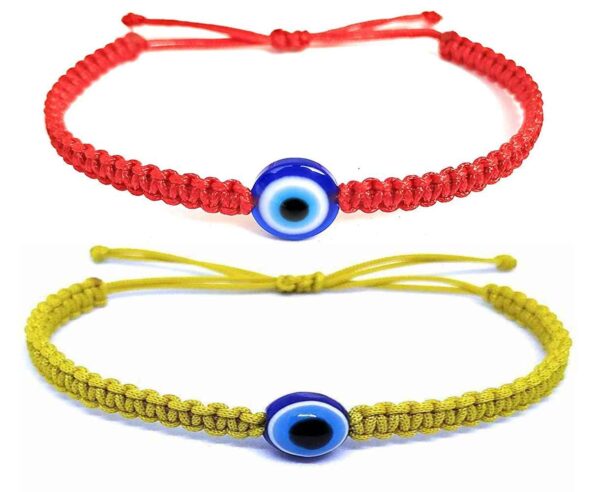 Red Yellow Thread With Blue Evil Eye Nazariya Bracelet For Unisex (Pack Of 2)