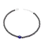 Ethnic Fancy Trendy Fashion Jewellery Black Beads Silver Plated Evil Eye Anklet Payal Pack Of 1