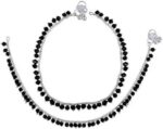 Anklet Black Stone Oxidized Steel Payal Leg Chain Anklet for Woman Alloy Anklet (1 Pair)